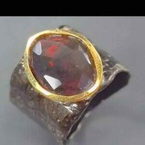 Natural gemstone Black Opal Ring 925 Sterling Silver Size 7.5